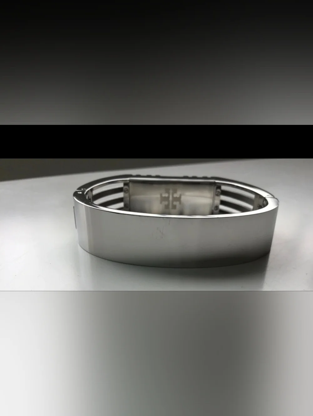 Tory Burch Silver Tone Fitbit Hinged Bracelet